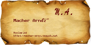 Macher Arnó névjegykártya